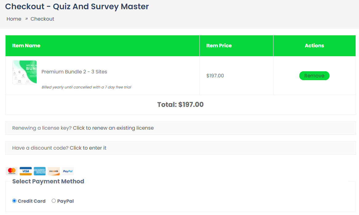 checkout- Quiz and Survey Master