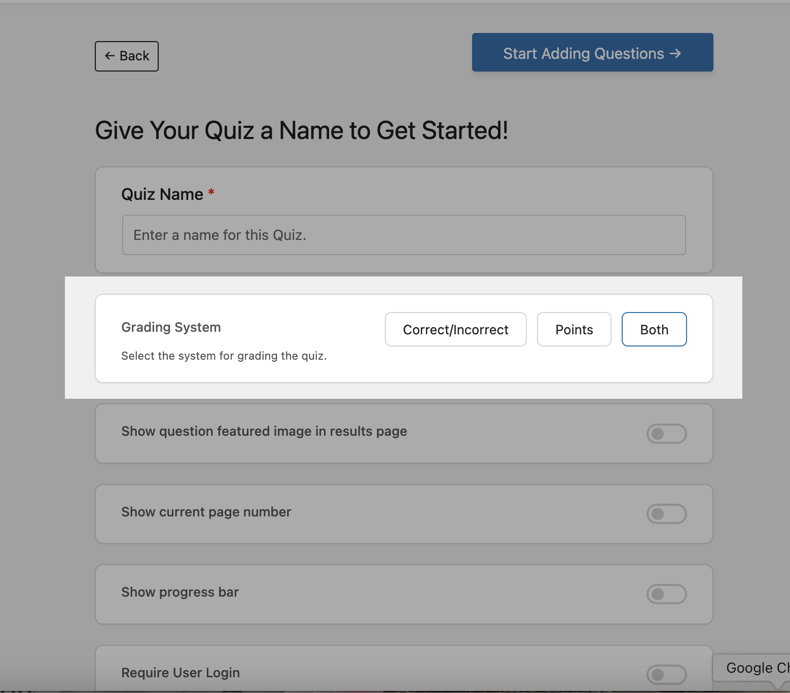 create quiz grading system