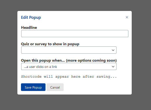 Quiz and Survey Master - Simple Popups - Configuring a New Popup