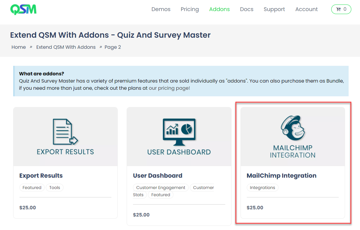 Quiz and Survey Master - MailChimp Integration - Downloading the Addon