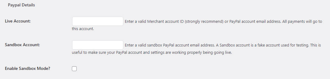 How to create a form in WordPress and link with PayPal or Stripe - Add PayPal Account Details