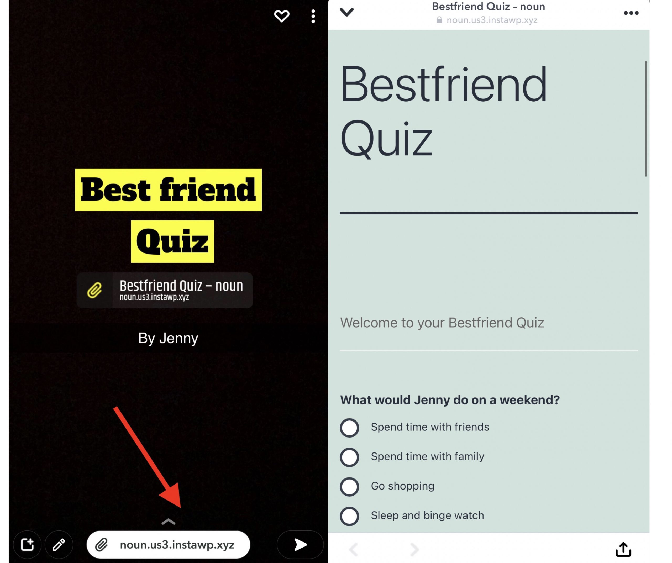 How to make a Snapchat Quiz- Completed Linking