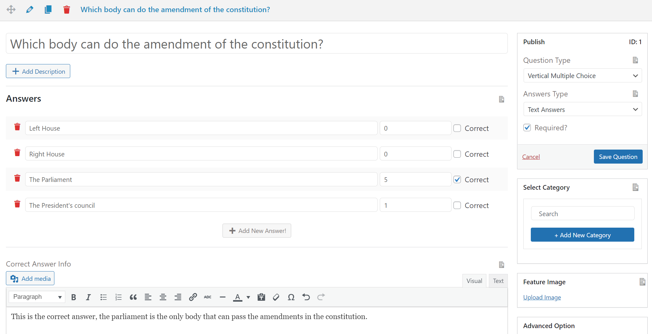 How to create a constitution quiz- Questions