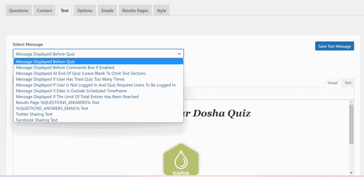 Creating a Dosha Quiz