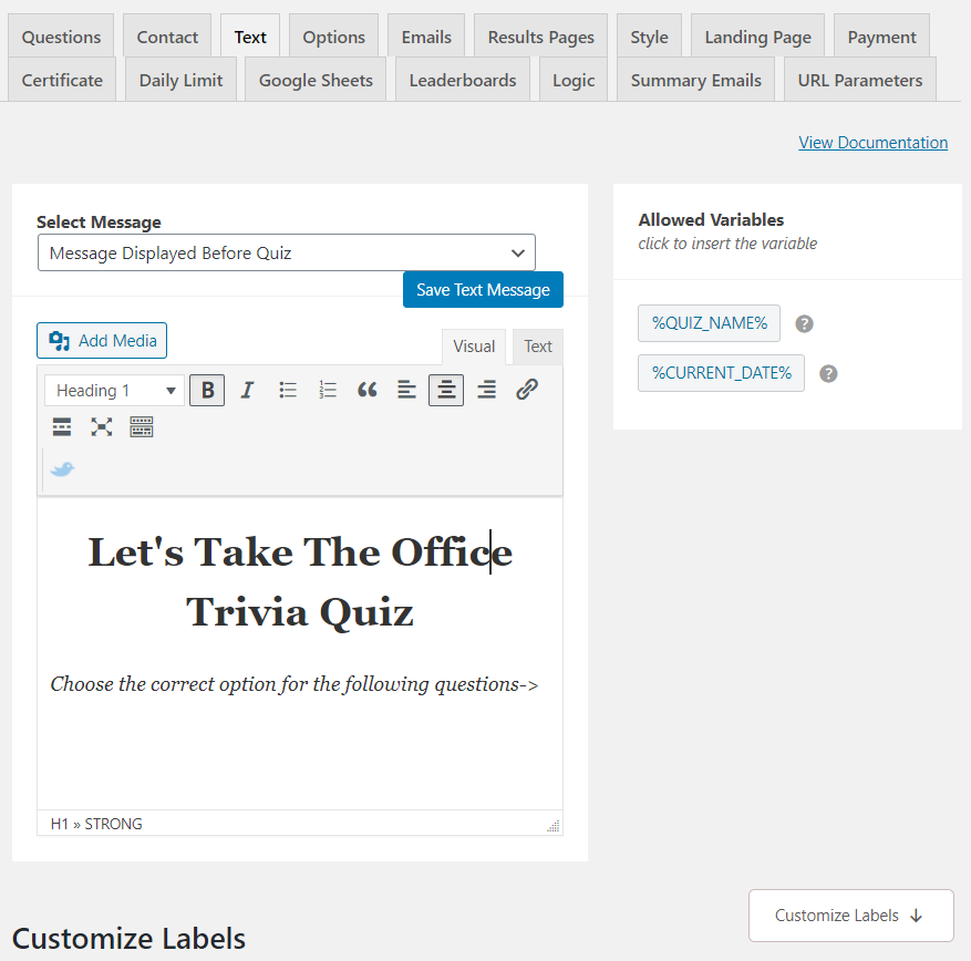 how to create the office trivia quiz- creating the quiz