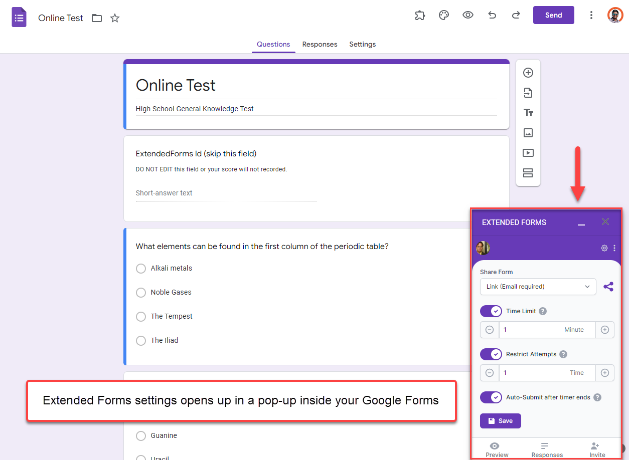 QSM - Extended Forms - add a timer on Google Forms - Navigating to the Extended Forms website