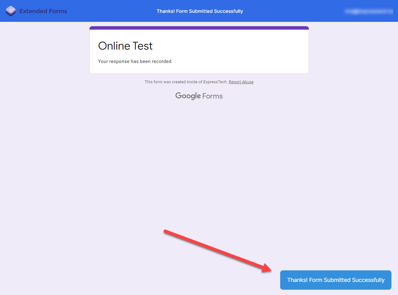 Extended Forms - Add a timer on Google Forms - Response Submitted Successfully