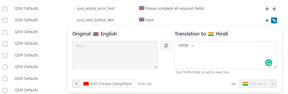 QSM Defaults Translation