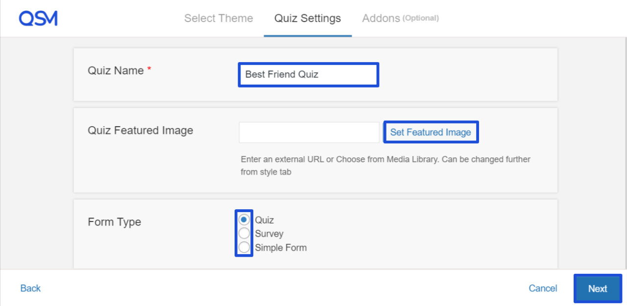 Quiz Settings - Best Friend Quiz