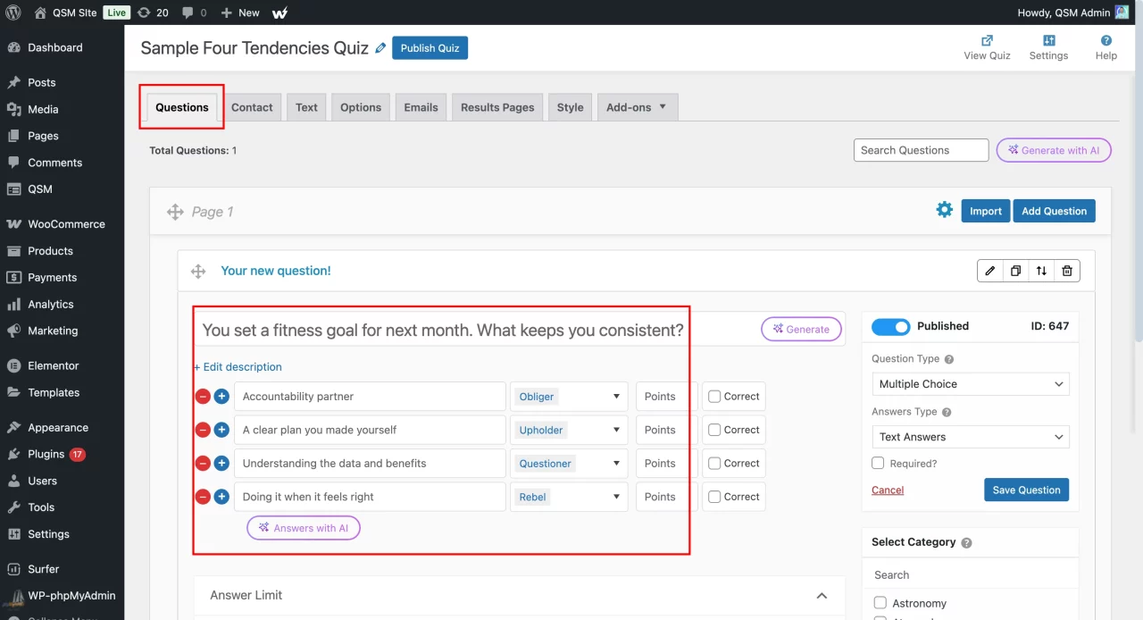 How to Create a Four Tendencies Quiz? Simplified Using Qsm! (6 Minutes Read) Four Tendencies Quiz - Questions