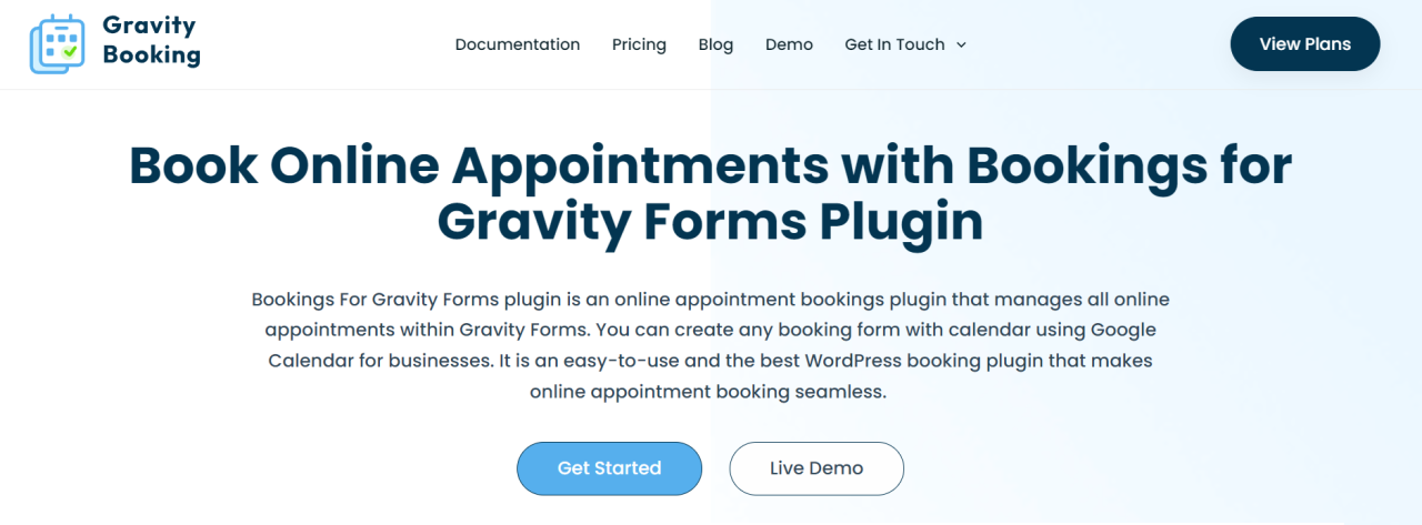 Gravity Booking - Best WordPress Booking Plugins