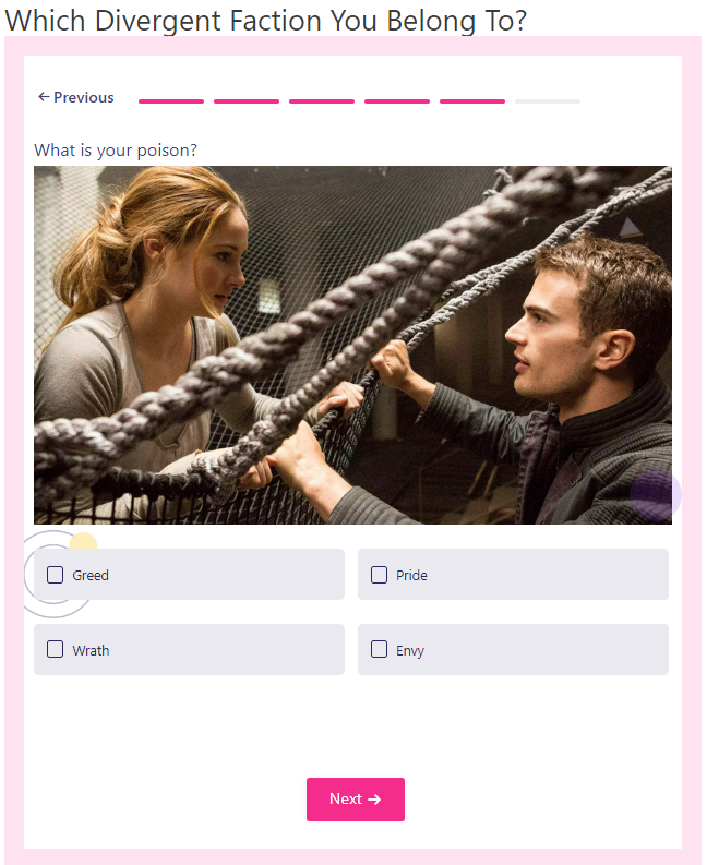 Create a Divergent Faction Quiz- Results Page