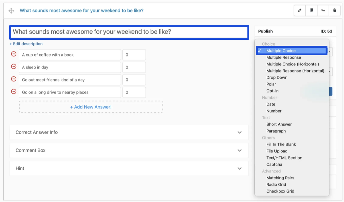 Add Question and Answers - Create a Mental Health Quiz