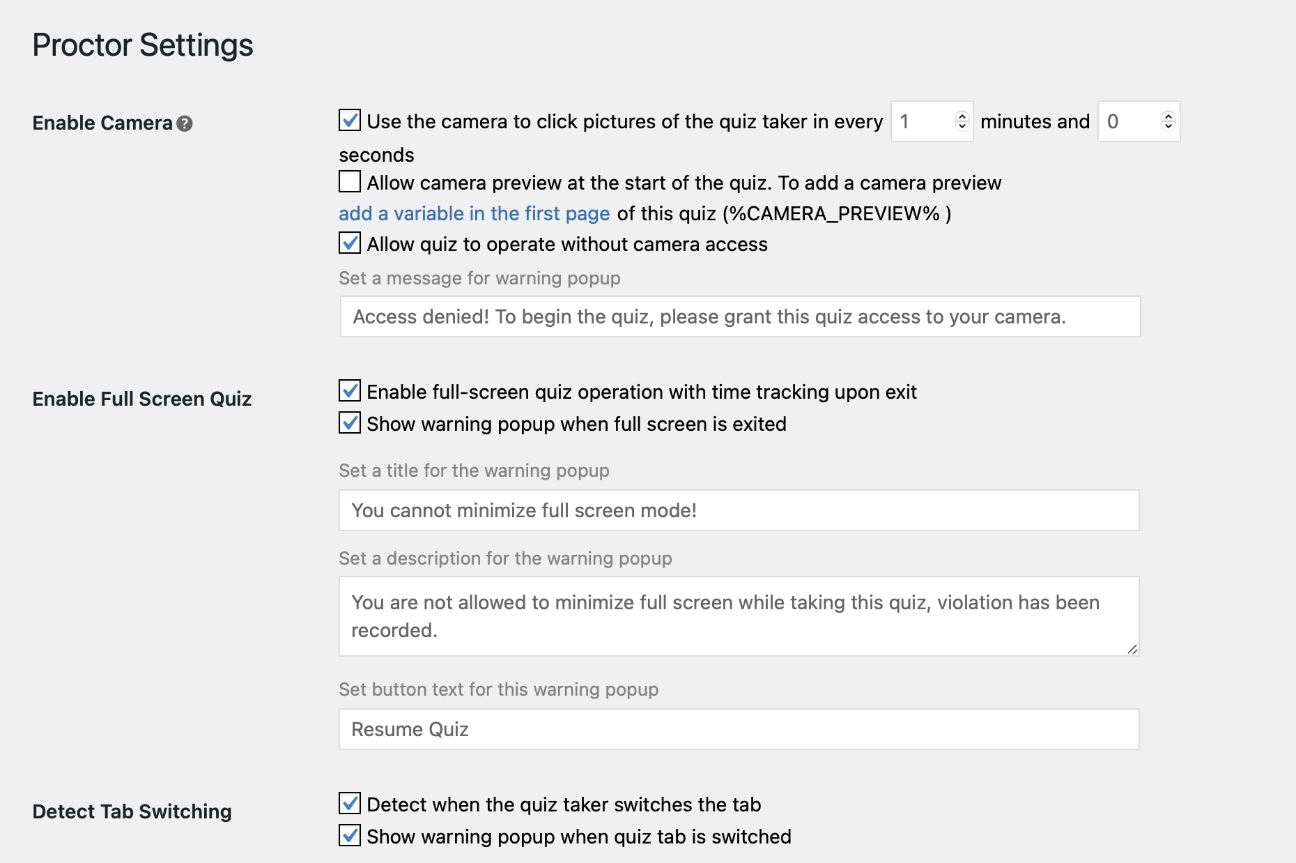 online-quiz-proctoring-settings