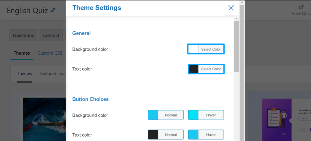 Theme Settings - Quiz and Survey Master Plugin