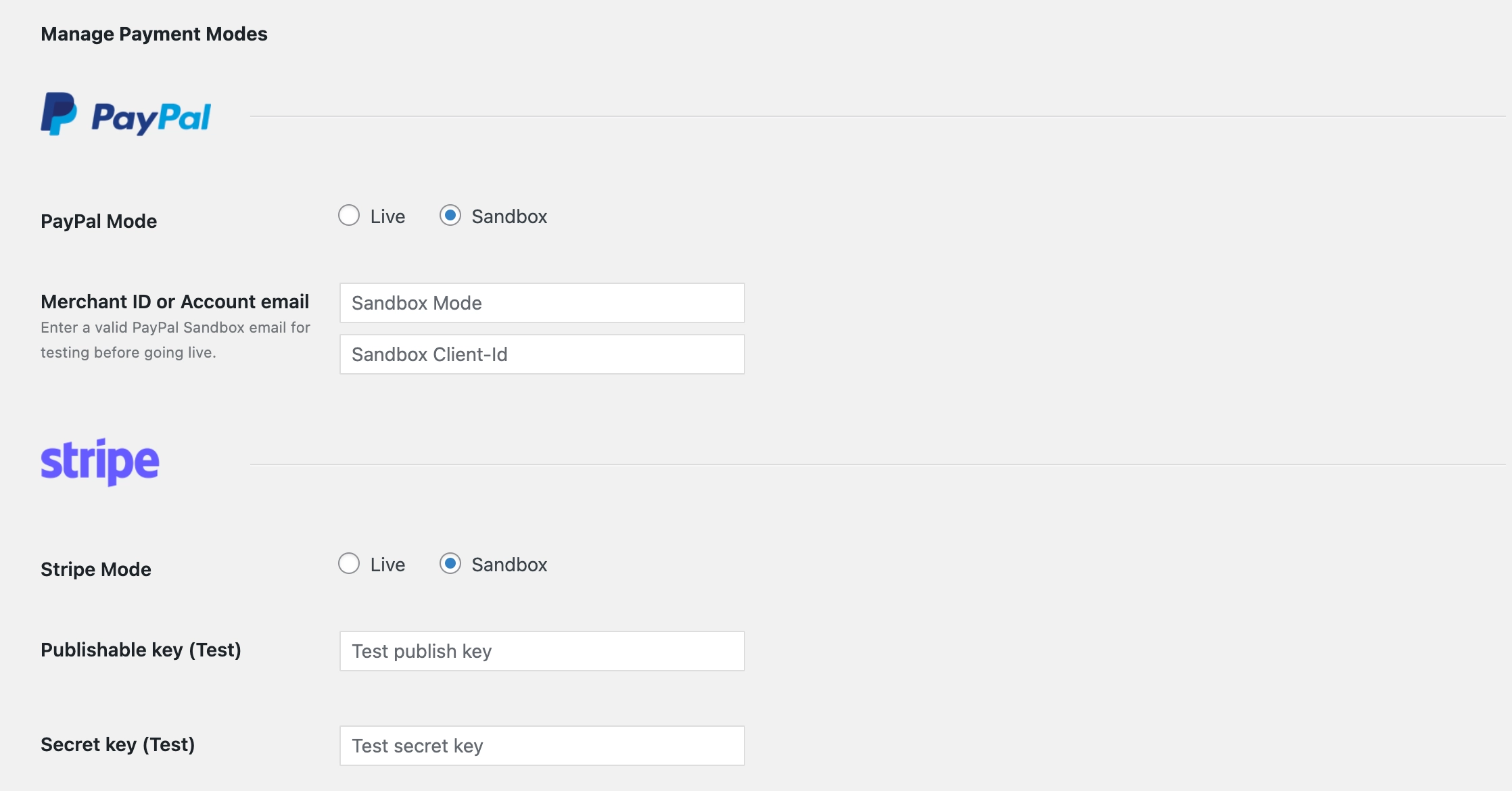 Payment Modes