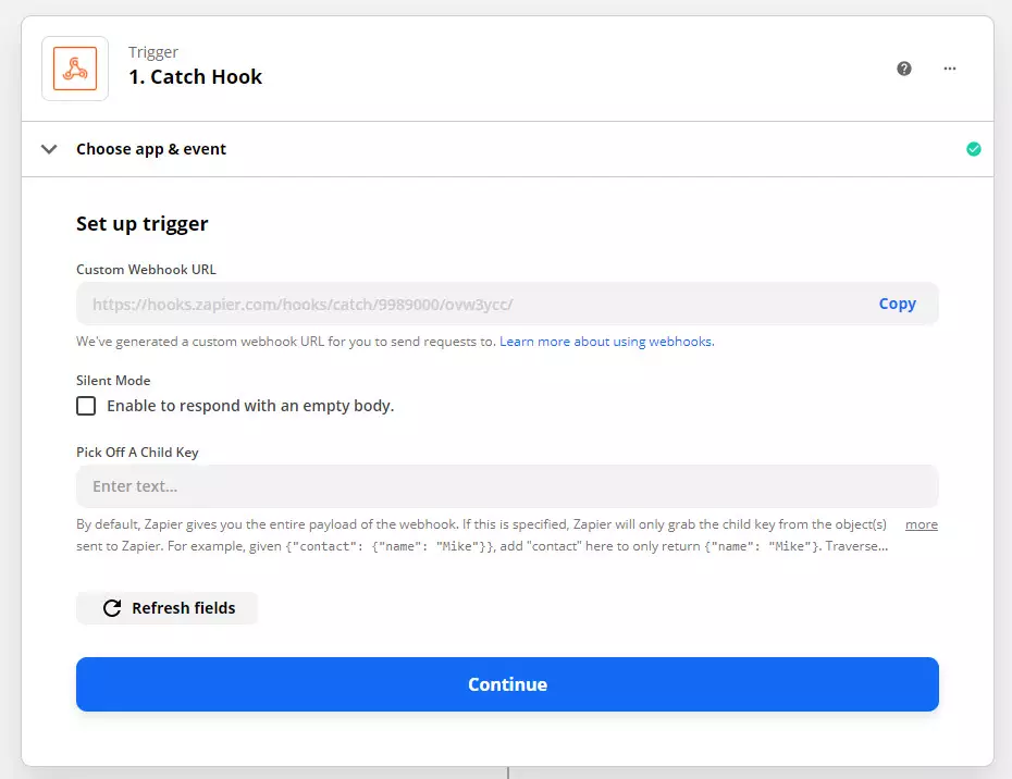 QSM Zapier Integration - Copying the Webhook URL
