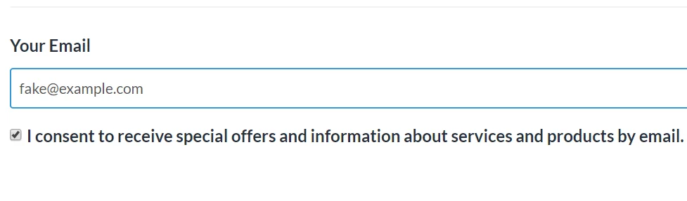 Screenshot of contact fields for a survey with an email and checkbox field