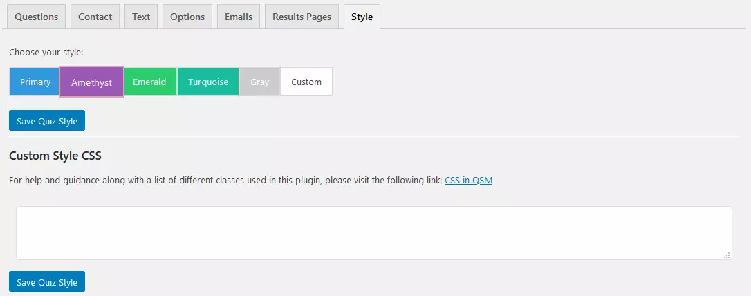 Quiz and survey master Styles Tab QSM 7.0