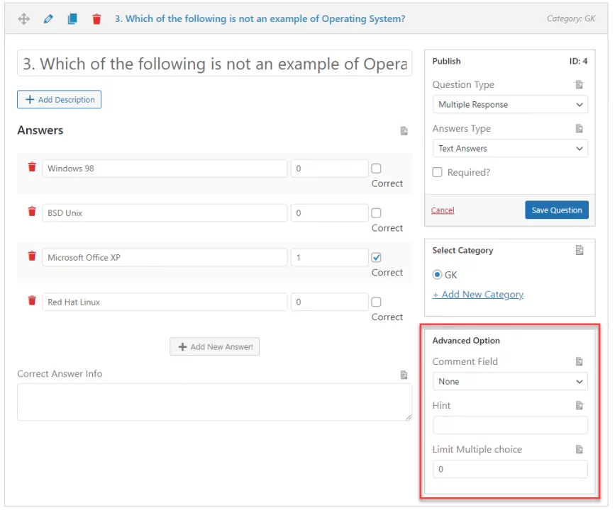Quiz and Survey Master - Advanced Options