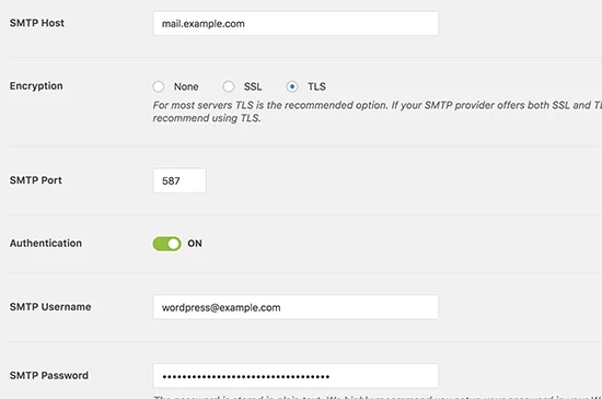 smtp configure