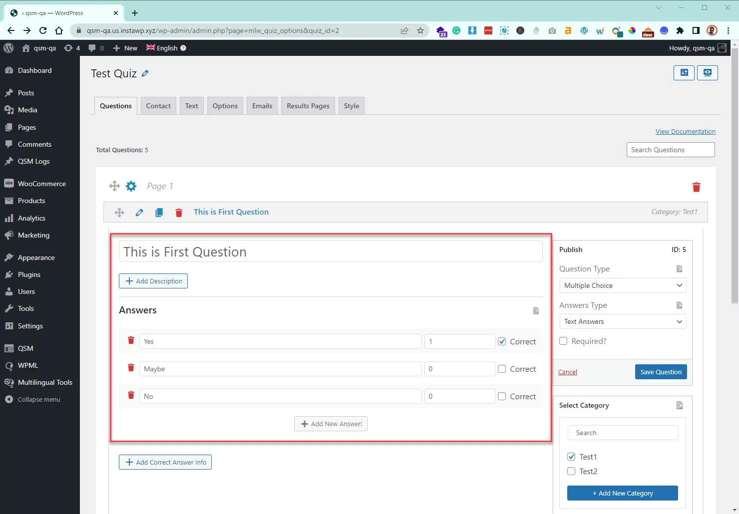 Adding Questions and Answers