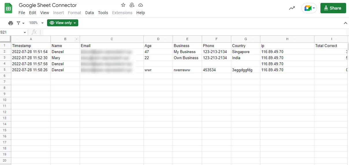 google sheet connector