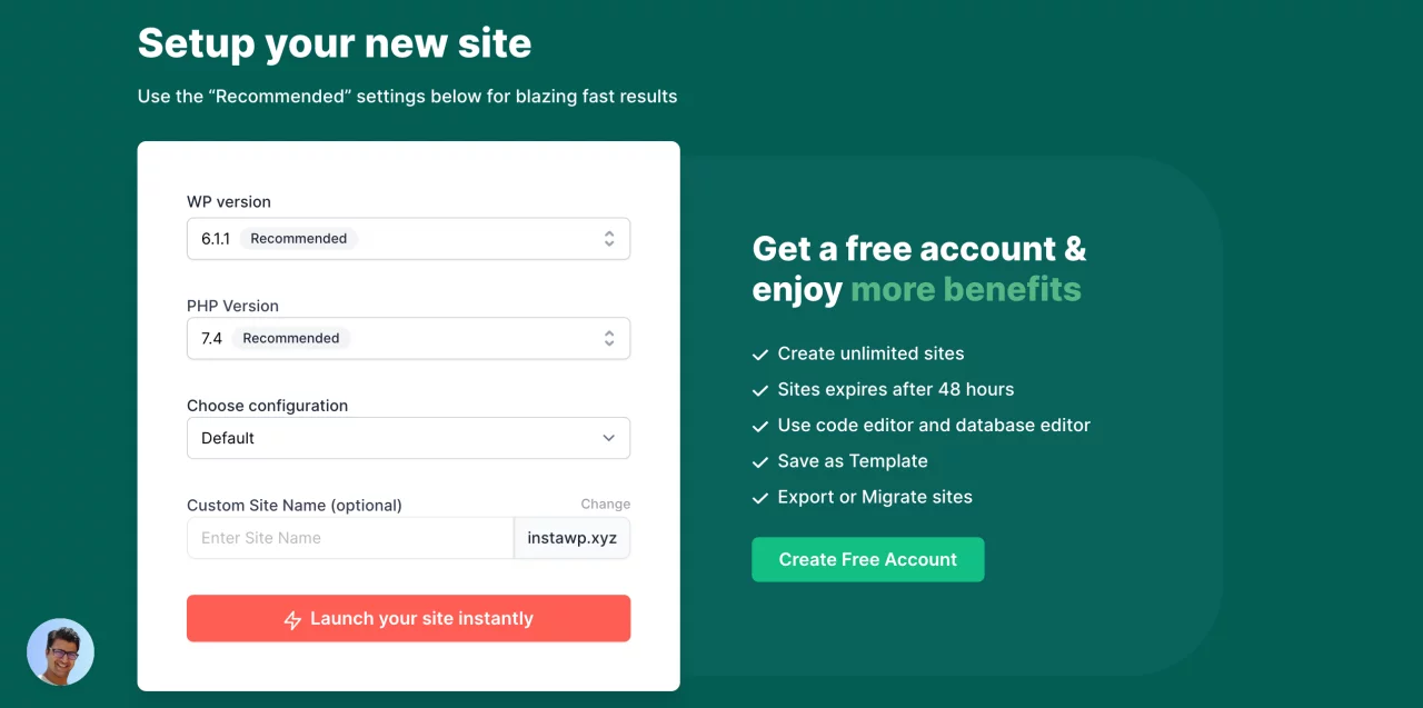 Wordpress-test-site-signup