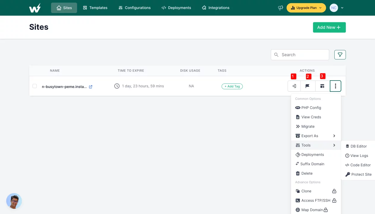 wordpress-test-site-settings