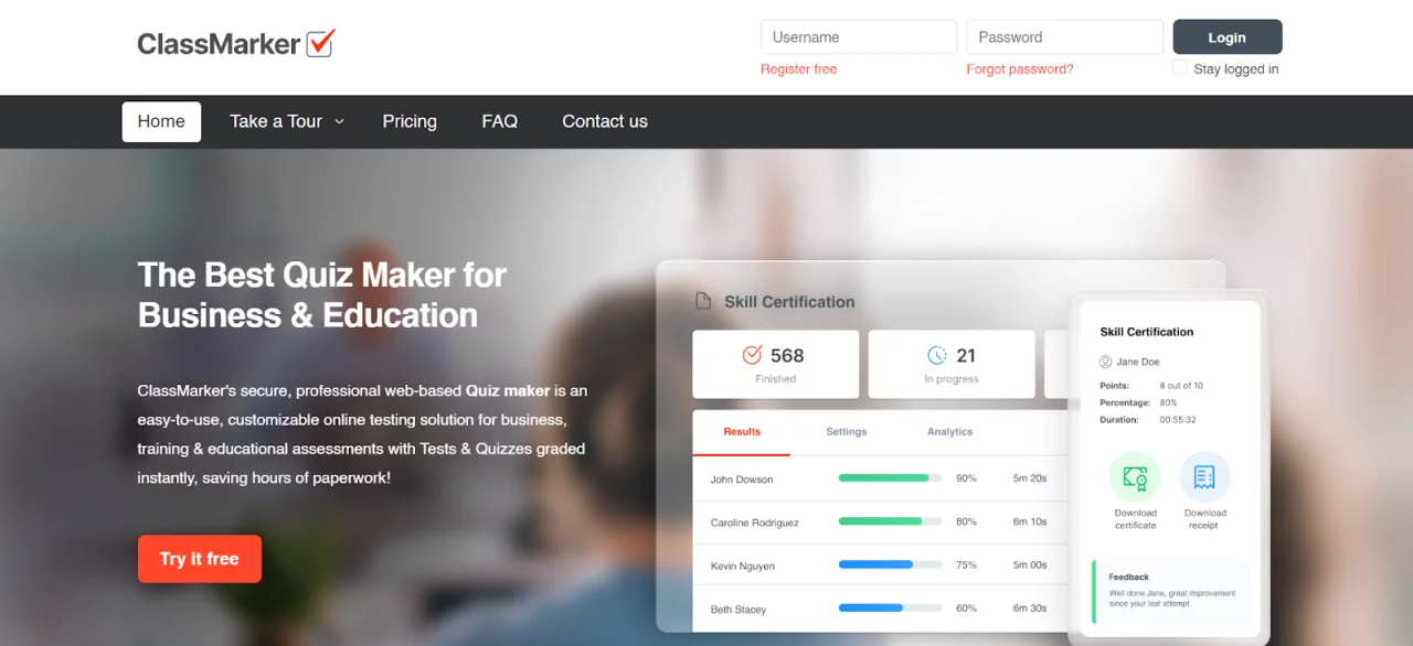 ClassMarker - Top Quiz Maker Tools