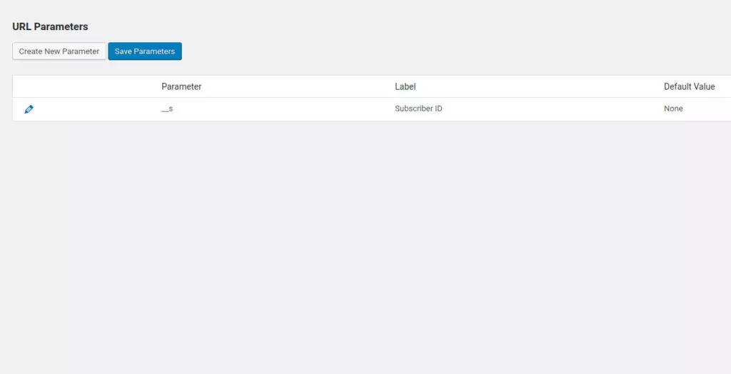 Example settings for URL Parameters