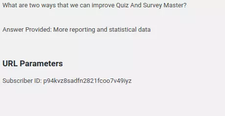 Example of URL parameters in results