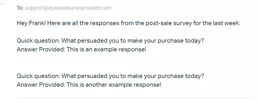 Example email from the summary emails addon showing responses to questions from two users over the last week.