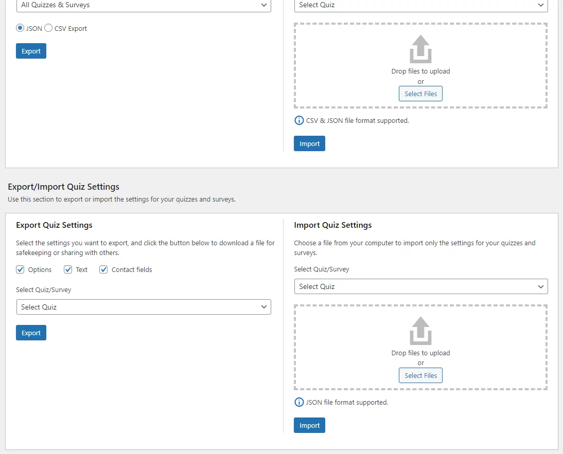 Export Quiz Settings